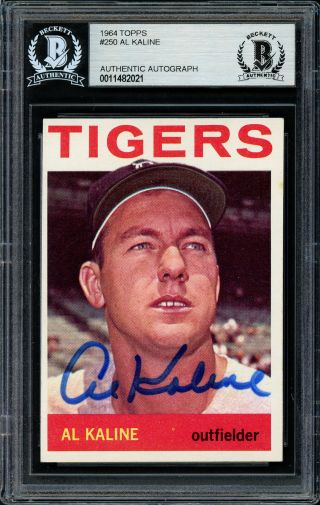 Al Kaline Autographed Signed 1964 Topps Card 250 Tigers Beckett 11482021