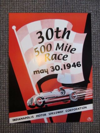 1946 Indianapolis 500 Race Promo Poster Indy Car Irl Cart Usac Robson Win Racing