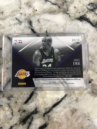 2013 - 14 Spectra Gold Refractor Patch Auto Shaquille O ' Neal 04/10 Lakers 2