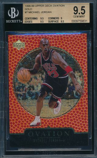 Michael Jordan 1998 - 99 Upper Deck Ovation Gold /1000 Bgs 9.  5 Gem Card 7