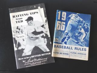 Vintage 1966 Edition Pro Baseball Rules & Bonus Ted Williams Sears Batting Tips