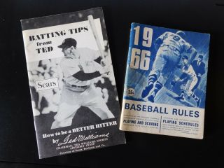 Vintage 1966 Edition Pro Baseball Rules & Bonus Ted Williams Sears Batting Tips 2