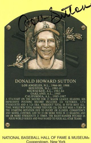 Don Sutton Signed Autographed Hall Of Fame Postcard Dodgers Baseball