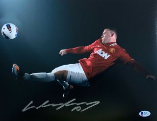 Manchester United Wayne Rooney Signed 11 X 14 Photo Kick Auto - Bas Beckett