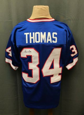 Thurman Thomas 34 Signed Bills Jersey Auto Sz Xl Jsa Witnessed Sticker Only Hof