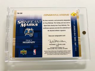TRACY MCGRADY 2003 SP GAME SIGNIFICANCE MARKS WOOD HARDWOOD AUTO d 26/75 2
