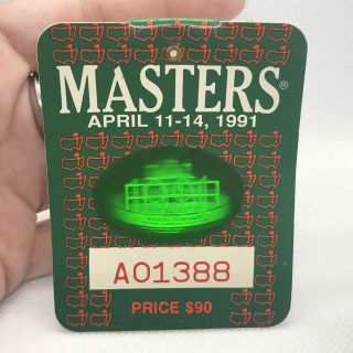1991 Masters Golf Badge Augusta National Tournament 4 Day Pass Pga Ian Woosnam