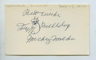 Boxer Mickey Walker Signed Autograph Index Card W/ Drawing Of Bulldog