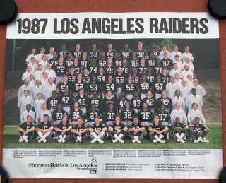 1987 Los Angeles Raiders Nfl Football 17 X 22 Team Poster