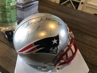 England Patriots Autographed mini helmet signed by Randy Moss & Wes Welker 4