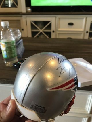 England Patriots Autographed mini helmet signed by Randy Moss & Wes Welker 5