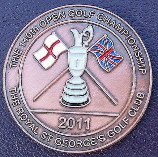2011 Open Bronze Commemorative Coin Golf Ball Marker Royal St George 