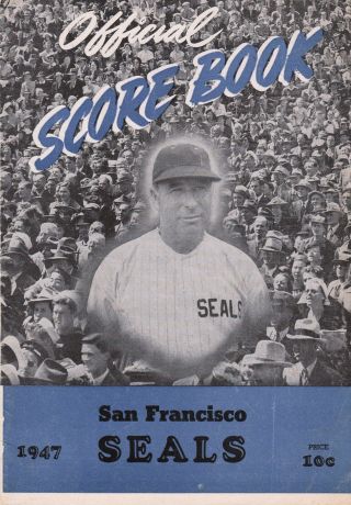 Pcl 1947 San Francisco Seals Scorebook V.  San Diego