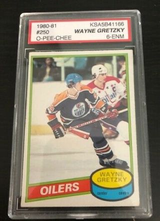 1980 - 81 Wayne Gretzky Edmonton Oilers O - Pee - Chee 250 Ksa Graded 6 Enm