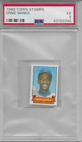 1969 Topps Stamps Ernie Banks Psa 5 Chicago Cubs Hof