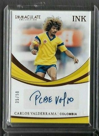 Carlos Valderrama 2018 - 19 Immaculate Soccer Auto Inks Colombia D35/50 Autograph