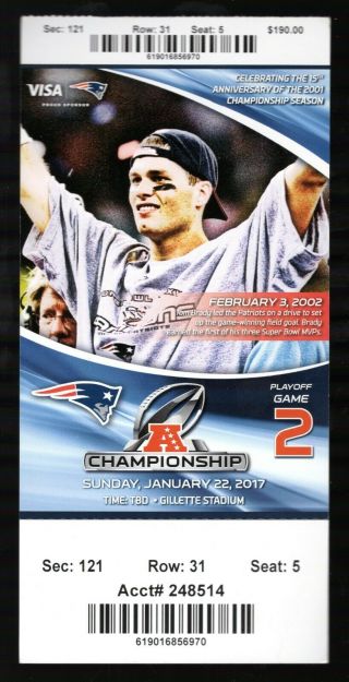 Jan 22,  2017 England Patriots & Steelers Afc Championship Game Full Ticket