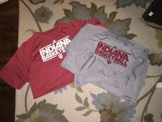 Indiana Hoosiers Basketball Shirt Climalite 1 Red Short/1 Gray Long Sleeve Shirt