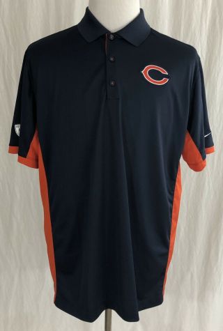 Chicago Bears - Nike Dri - Fit - Navy Blue & Orange Polo Shirt - Men 