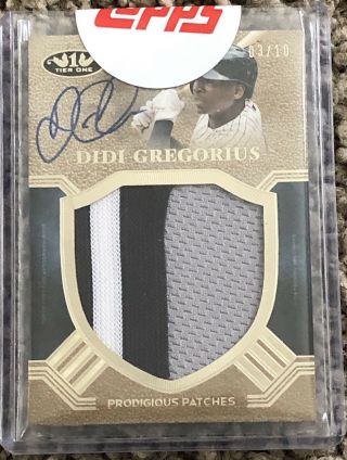 2018 Didi Gregorius Topps Tier One Prodigious Patch Autographed Card 3/10