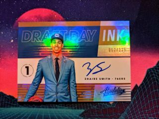 2018 - 19 Absolute Memorabilia Draft Day Ink Zhaire Smith 60/125 Level 1 76ers