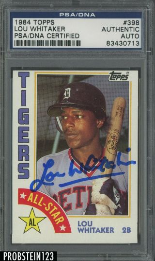 1984 Topps 398 Lou Whitaker Signed Auto Detroit Tigers Psa/dna Certified