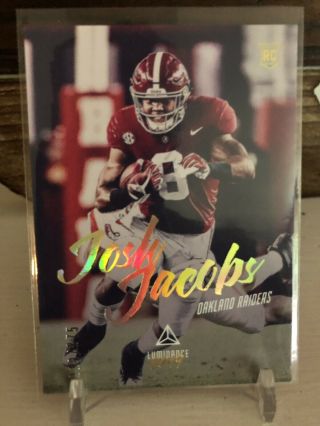 JOSH JACOBS 2019 PANINI LUMINANCE DRAFT DAY ROOKIE AUTO GOLD INK d /25 Or Less 4