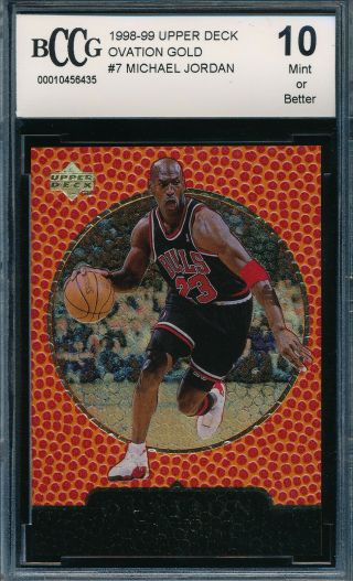 Michael Jordan 1998 - 99 Upper Deck Ovation Gold /1000 Bccg 10 Card 7 Bgs
