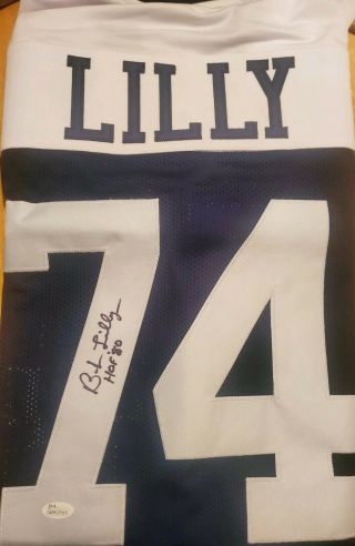 Bob Lilly Signed Dallas Cowboys Jersey Inscribed " Hof 80 " (jsa)