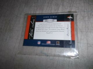 JOHN ELWAY TEAM COLORS AUTHENTIC GAME WORN JERSEY CARD 2005 DONRUSS CLASSIC 2