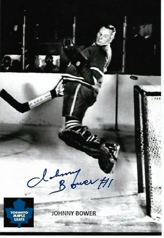 Johnny Bower Authentic Signed Autograph Toronto Maple Leafs 4x6 Hockey Photo