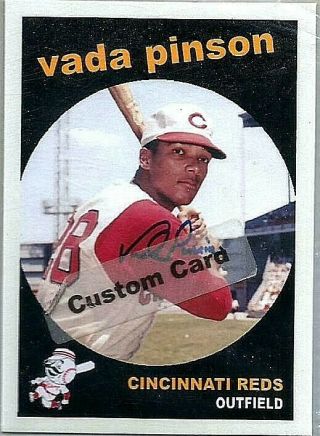 Vada Pinson Cincinnati Reds 1959 Style Custom Made Baseball Card