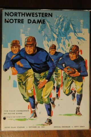 1961 Northwestern Vs Notre Dame Football Program - Daryle Lamonica Nick Buoniconti
