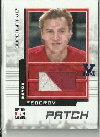 Itg Superlative Vault Sergei Fedorov 2 Color Red Wings Jersey Patch Card 1 Of 1