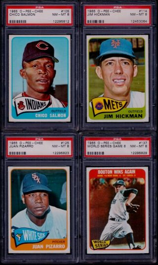 Psa 8 1965 Opc O - Pee - Chee Topps 105 Chico Salmon Cleveland Indians Pop 8 3 9 