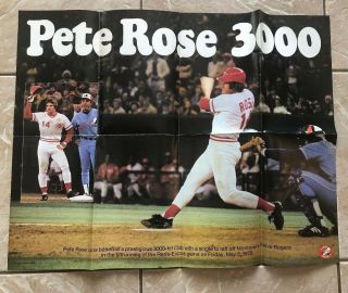 Pete Rose 3000 Hit Club Vintage 18x23” Poster,  Cincinnati Reds,  Baseball