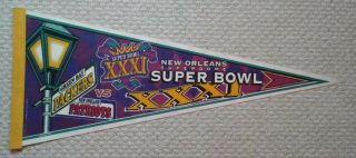 Bowl Xxxi 31 Green Bay Packers England Patriots Full Size Nfl Pennant