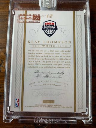 2014/15 Flawless Klay Thompson USA WHITE BOX 1/1 Auto 2