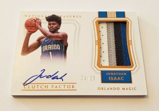 2017 - 18 Jonathan Isaac National Treasures 4 Color Patch Auto Rookie Rc 24/25