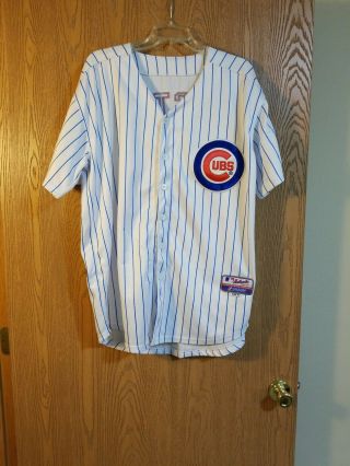 Majestic Authentic Starlin Castro Chicago Cubs Sewn Pinstripe Jersey Size 52