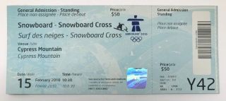 2010 Winter Olympic Vancouver Snowboard Cross Ticket Seth Wescott Mike Robertson