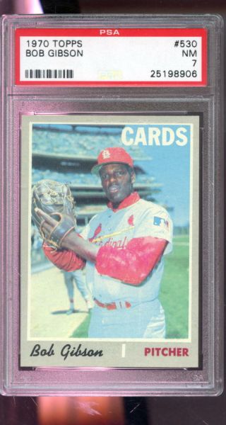 1970 Topps 530 Bob Gibson St.  Louis Cardinals Mlb Nm Psa 7 Graded Baseball Card