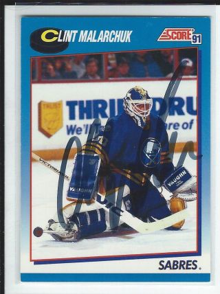 Clint Malarchuk Signed 1991/92 Score Canadian Card 419