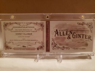 Corey Kluber 2016 Allen & Ginter Auto Relic Book Chief Wahoo Patch /10 Indians 2