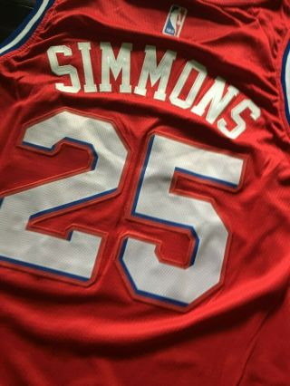 Ben Simmons Stitched Red Philadelphia 76ers Basketball Jersey 25 Size 52