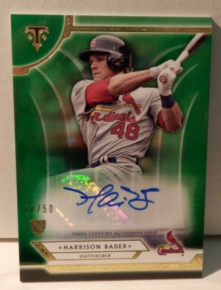 2018 Topps Triple Threads Green - Autograph - Cardinals Rc Harrison Bader - 