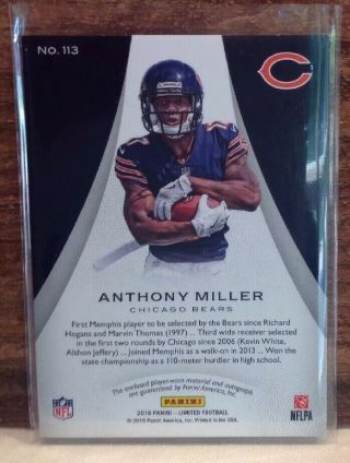 2018 Limted Football Anthony Miller Rc Auto 2 Color Patch 22/299 4