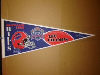 1992 Buffalo Bills Afc Champions Bowl 27 Xxvii Nfl Football Pennant