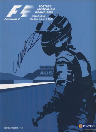 Mark Webber Signed 2003 Australian Melbourne F1 Gp Program / Programme