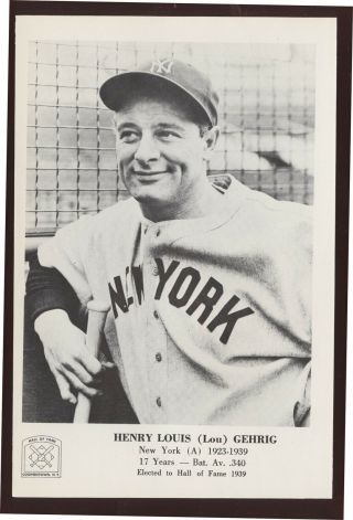 Lou Gehrig 1963 Hall Of Fame Picture Pack - Nm/mt